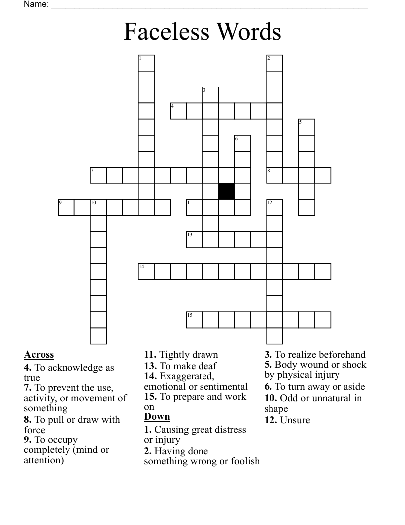 Faceless Words Crossword