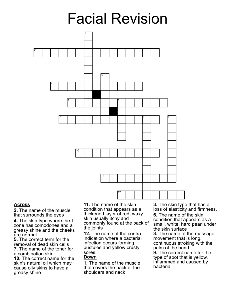 Facial Revision Crossword