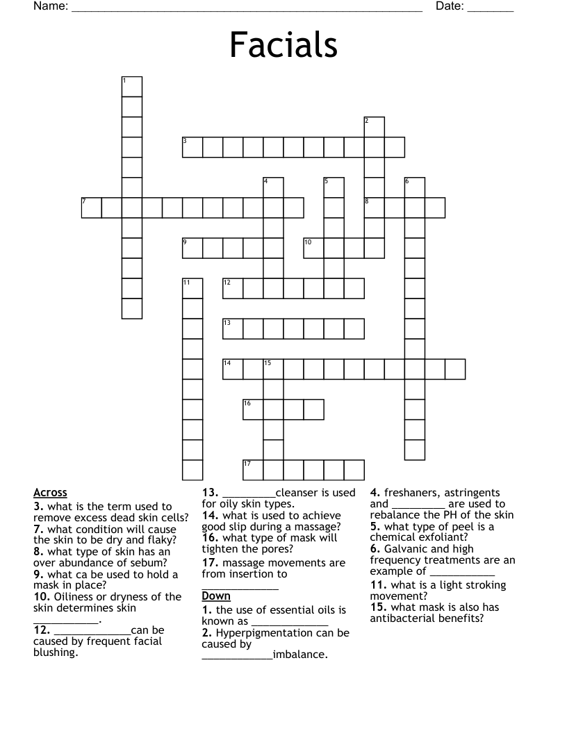 Facials Crossword