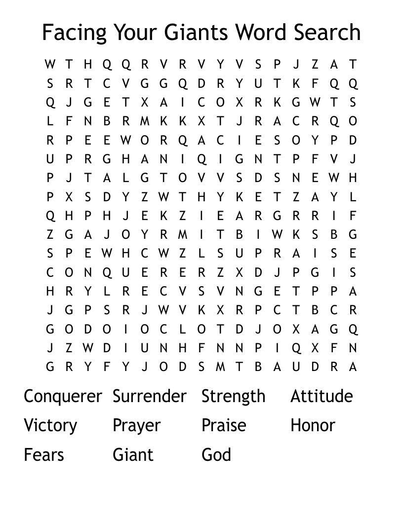 Facing Your Giants Word Search