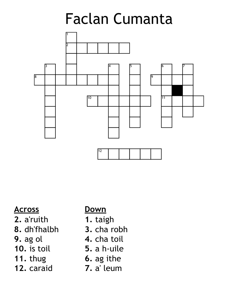 Faclan Cumanta Crossword