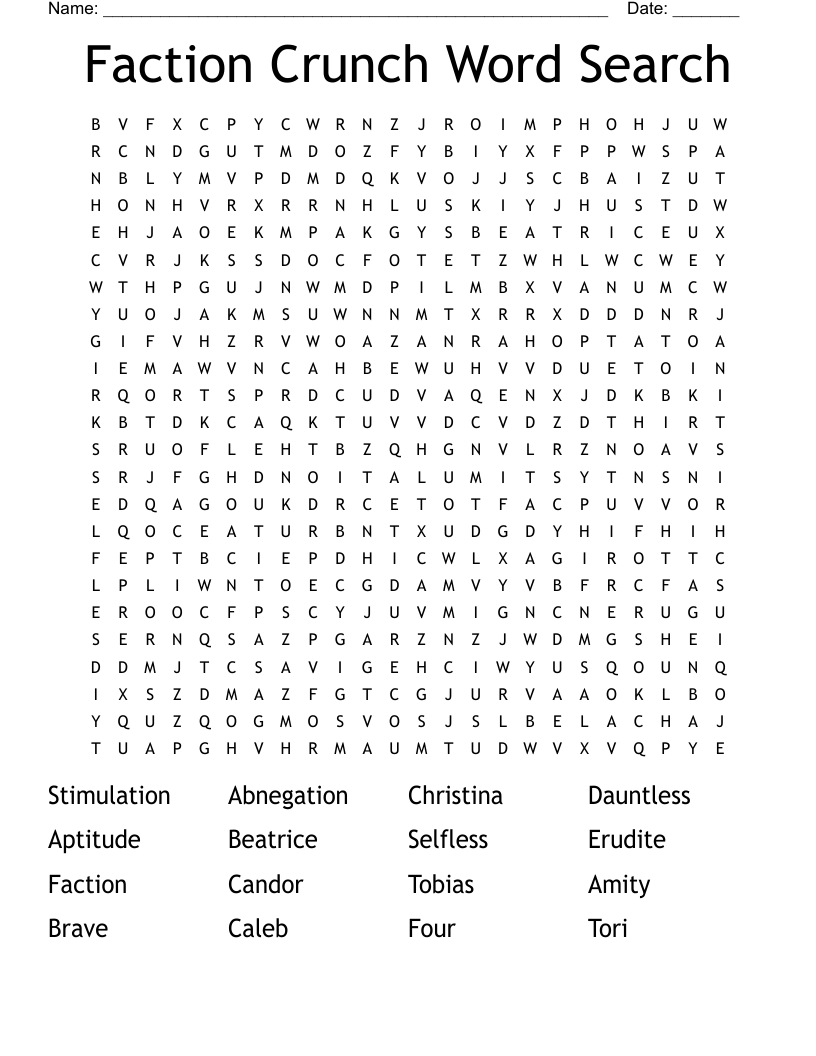 Faction Crunch Word Search