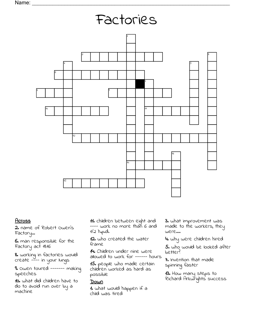 Factories  Crossword