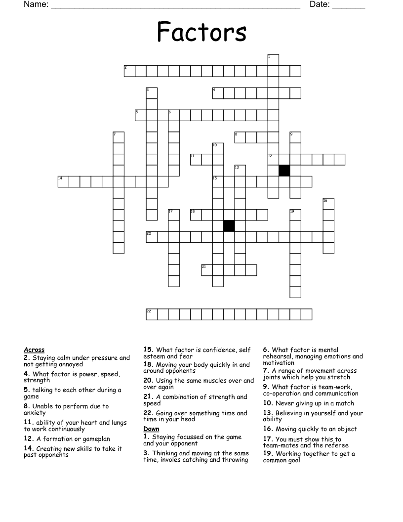 Factors Crossword