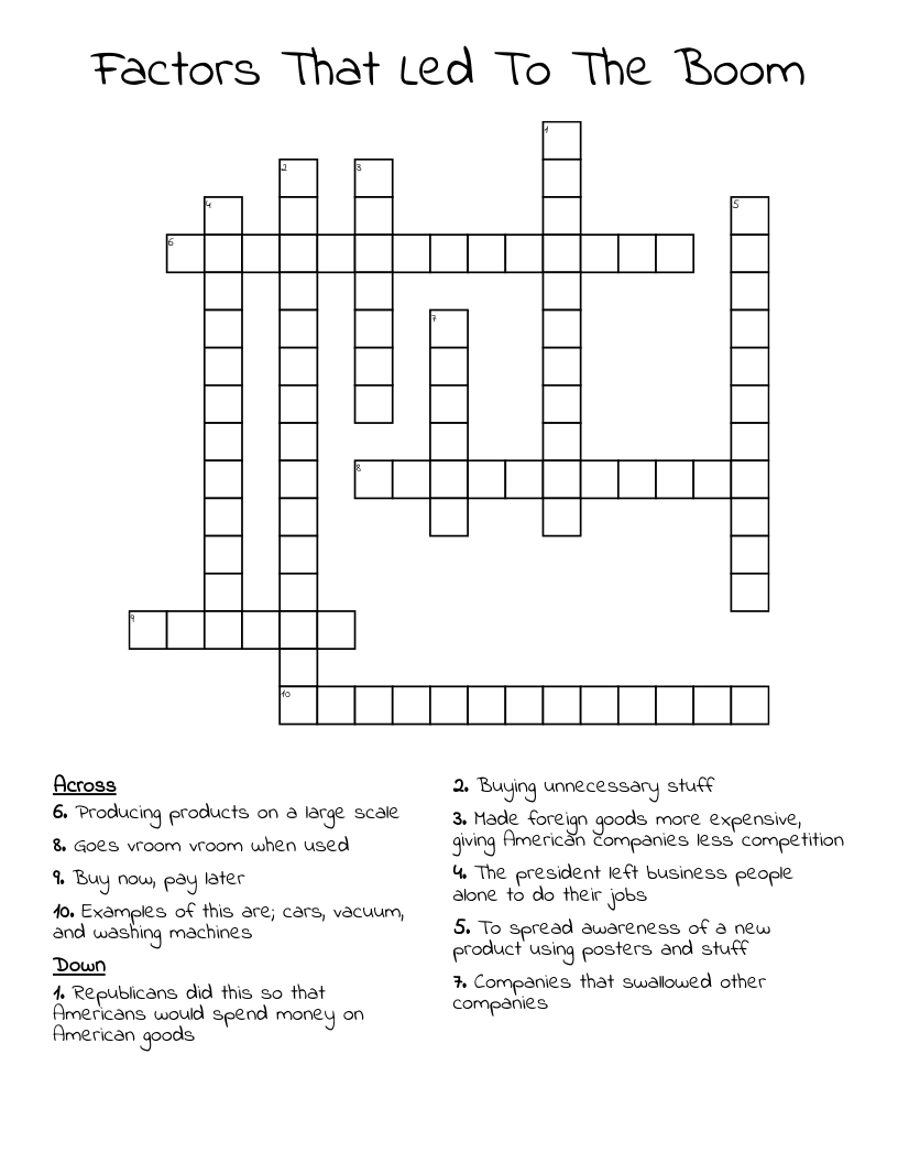 Factors That Led To The Boom Crossword