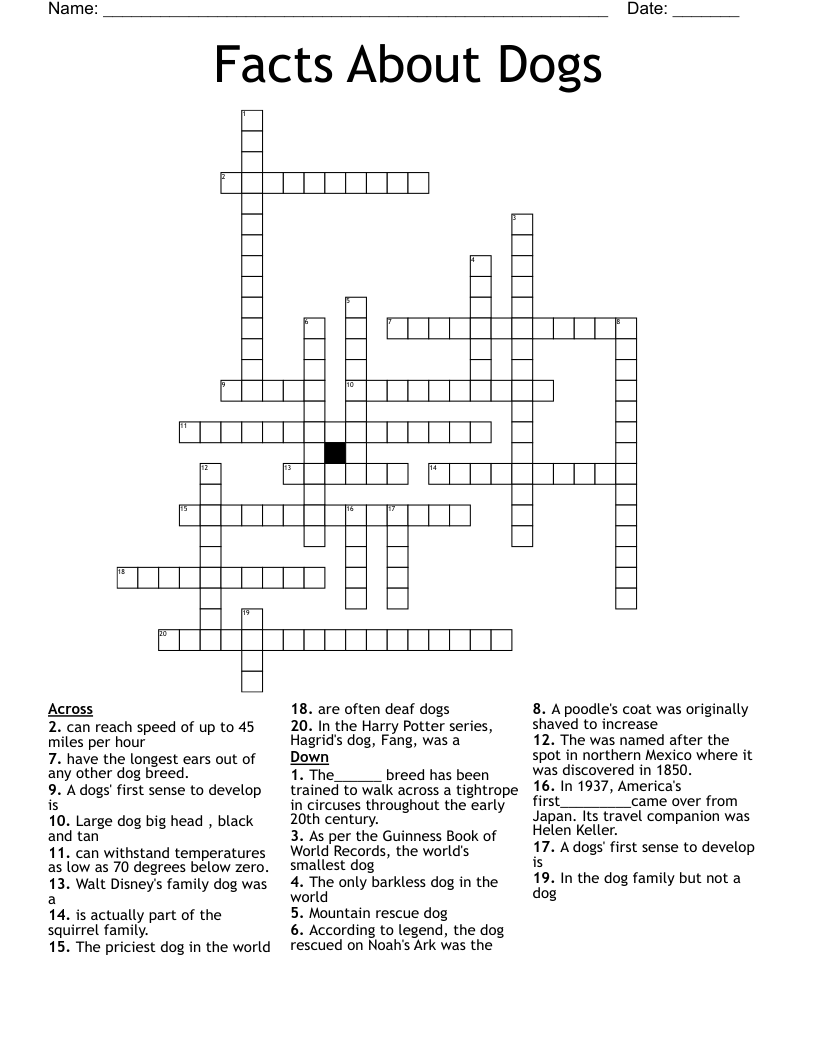 Facts About Dogs Crossword