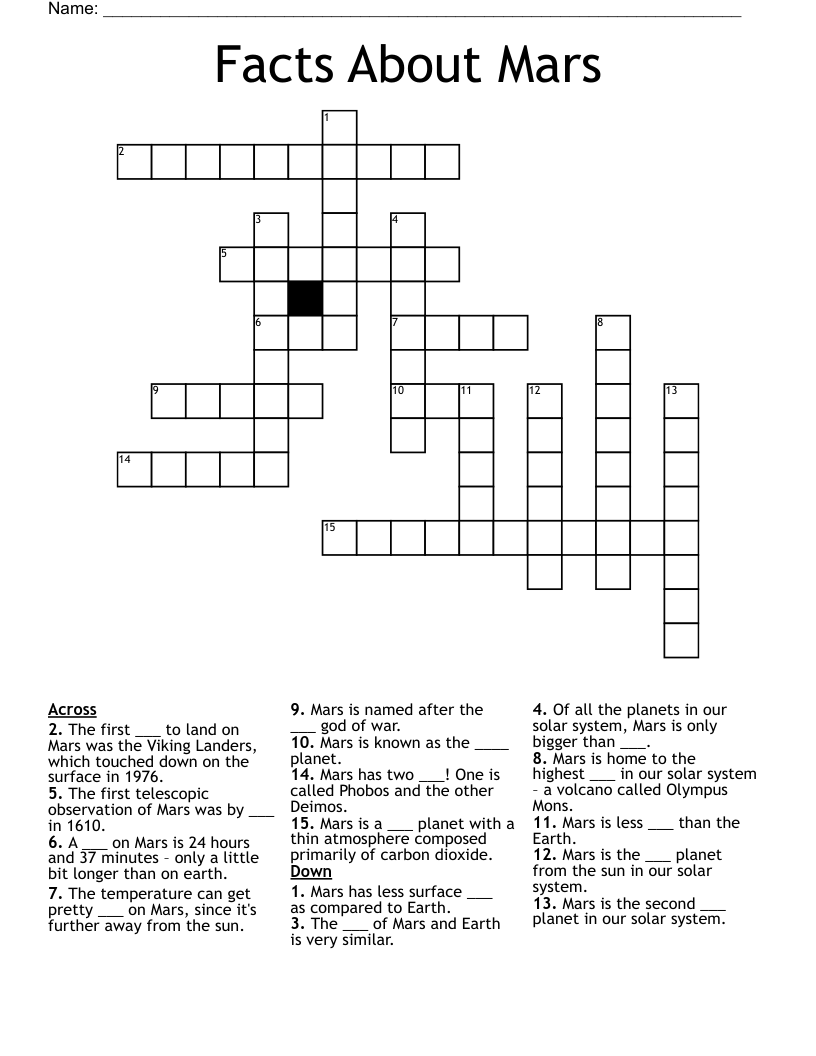 Facts About Mars Crossword