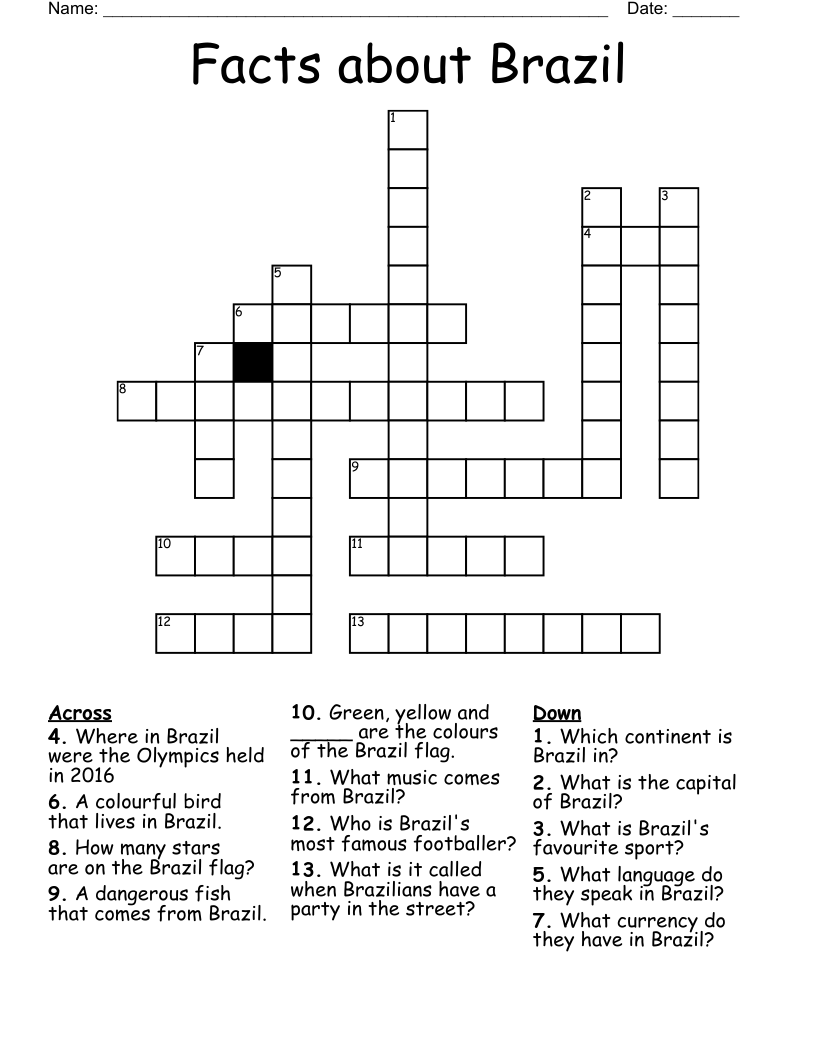 Facts about Brazil Crossword