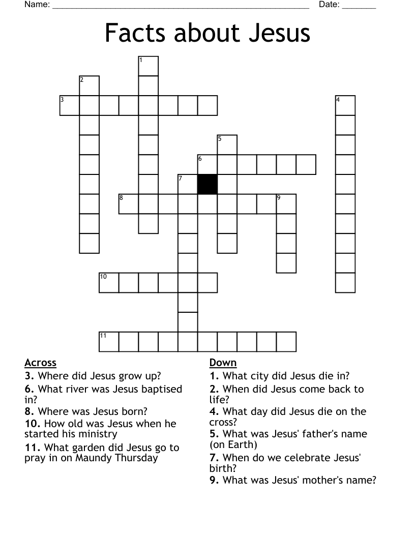 Facts about Jesus Crossword