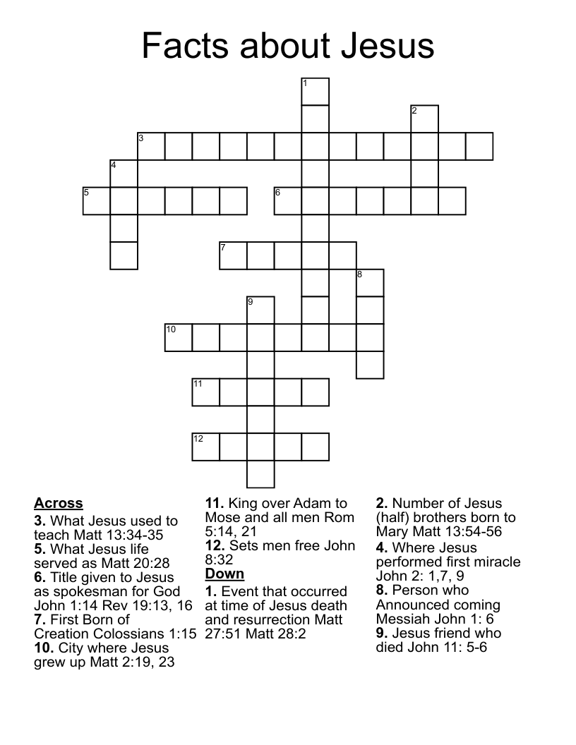 Facts about Jesus Crossword