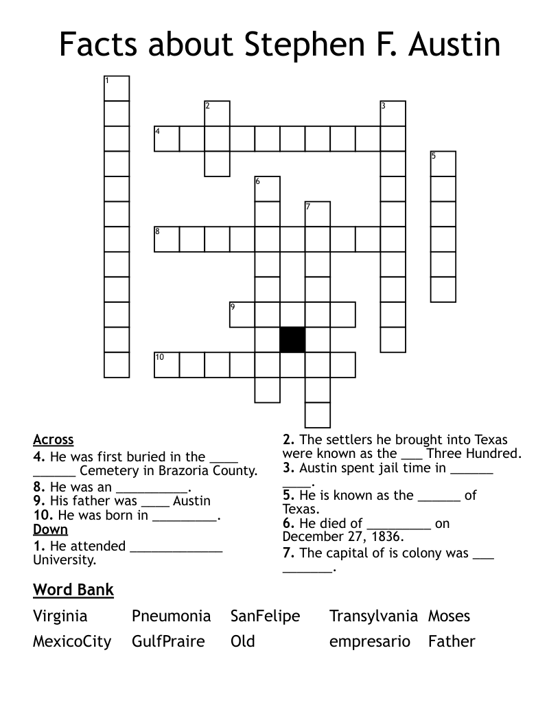 Facts about Stephen F. Austin Crossword
