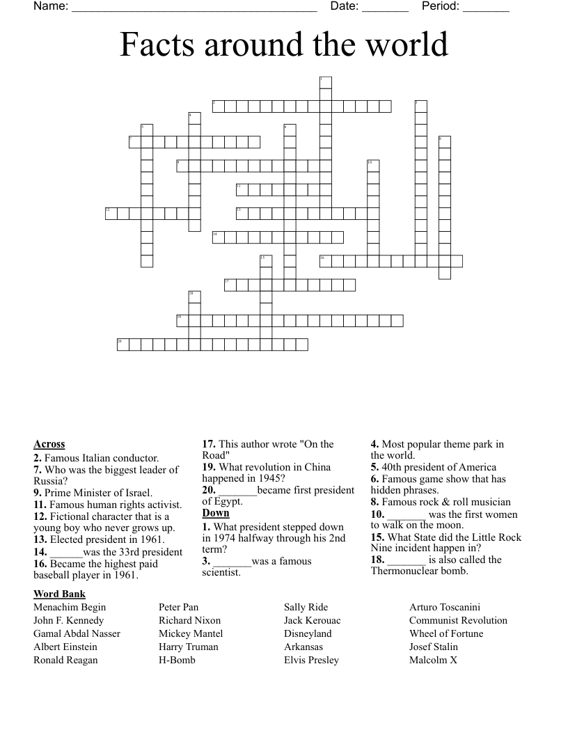 Facts around the world  Crossword