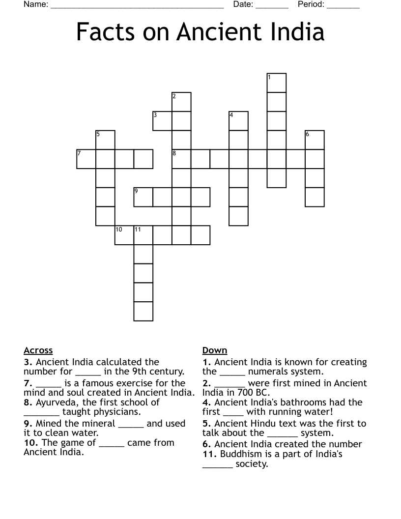 Facts on Ancient India Crossword