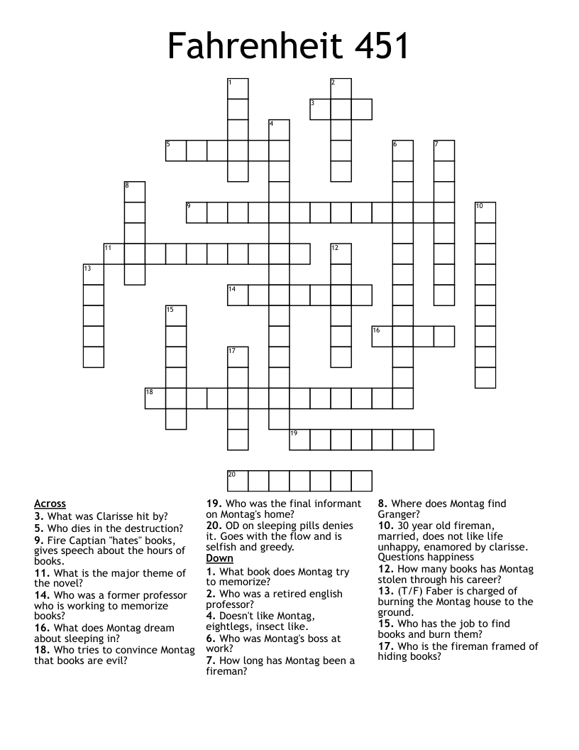 Fahrenheit 451 Crossword