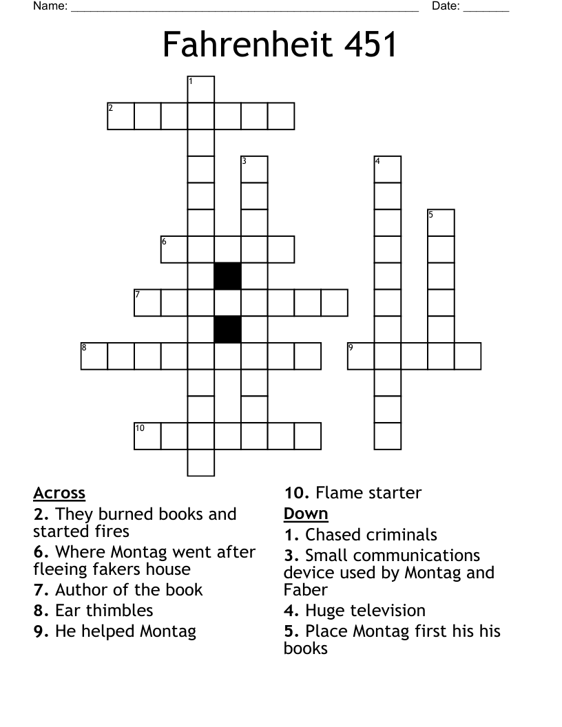 Fahrenheit 451 Crossword