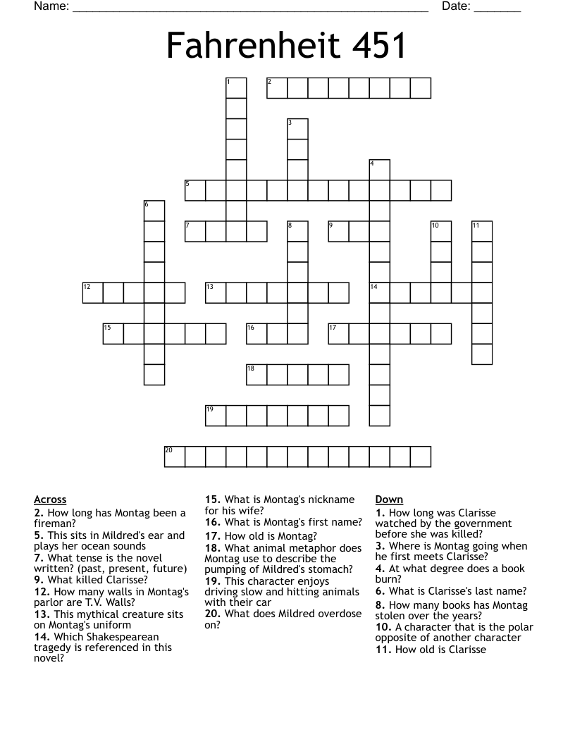 Fahrenheit 451 Crossword