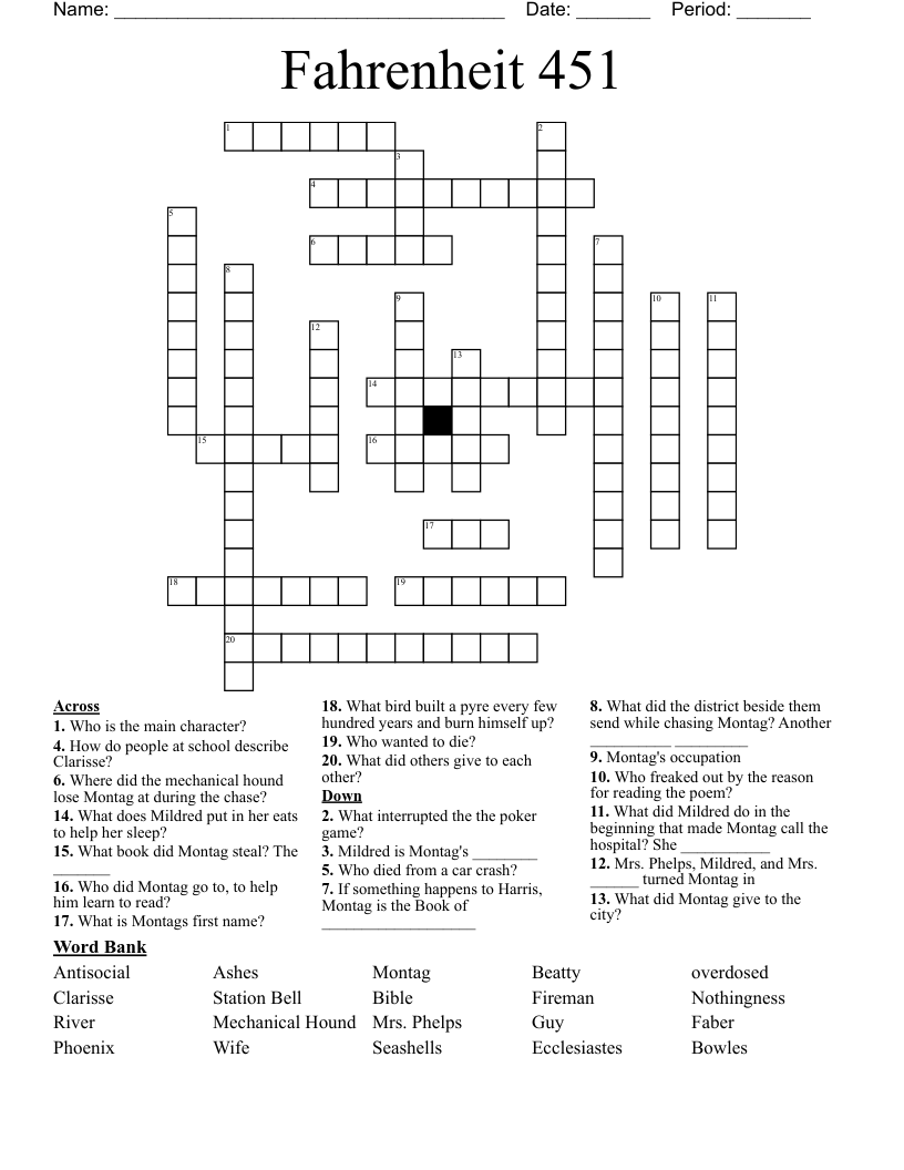 Fahrenheit 451 Crossword