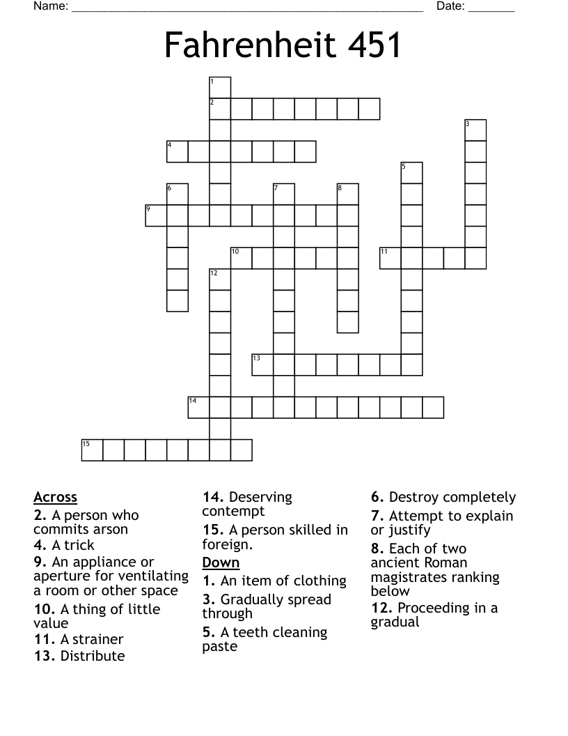 Fahrenheit 451 Crossword