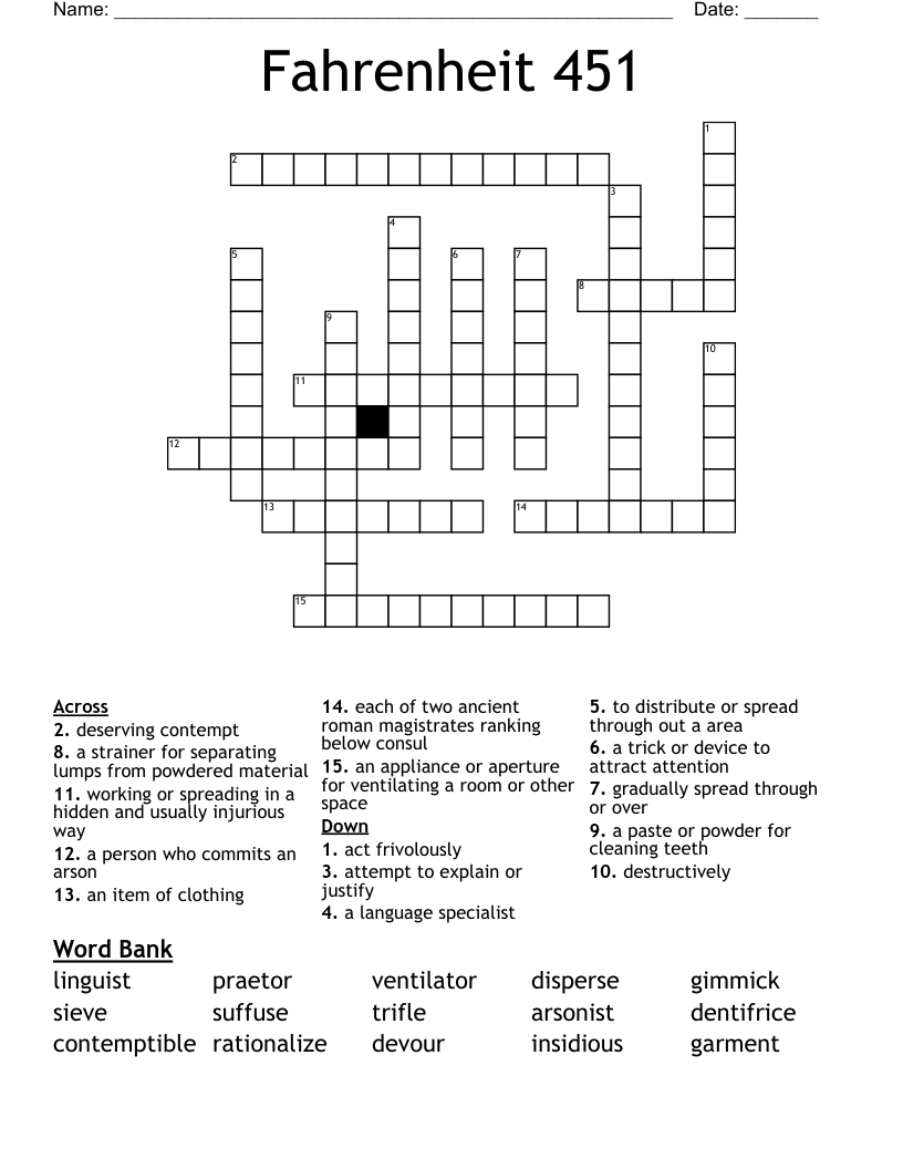 Fahrenheit 451 Crossword