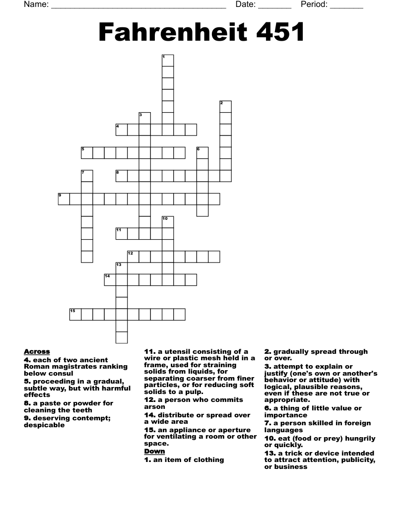 Fahrenheit 451 Crossword