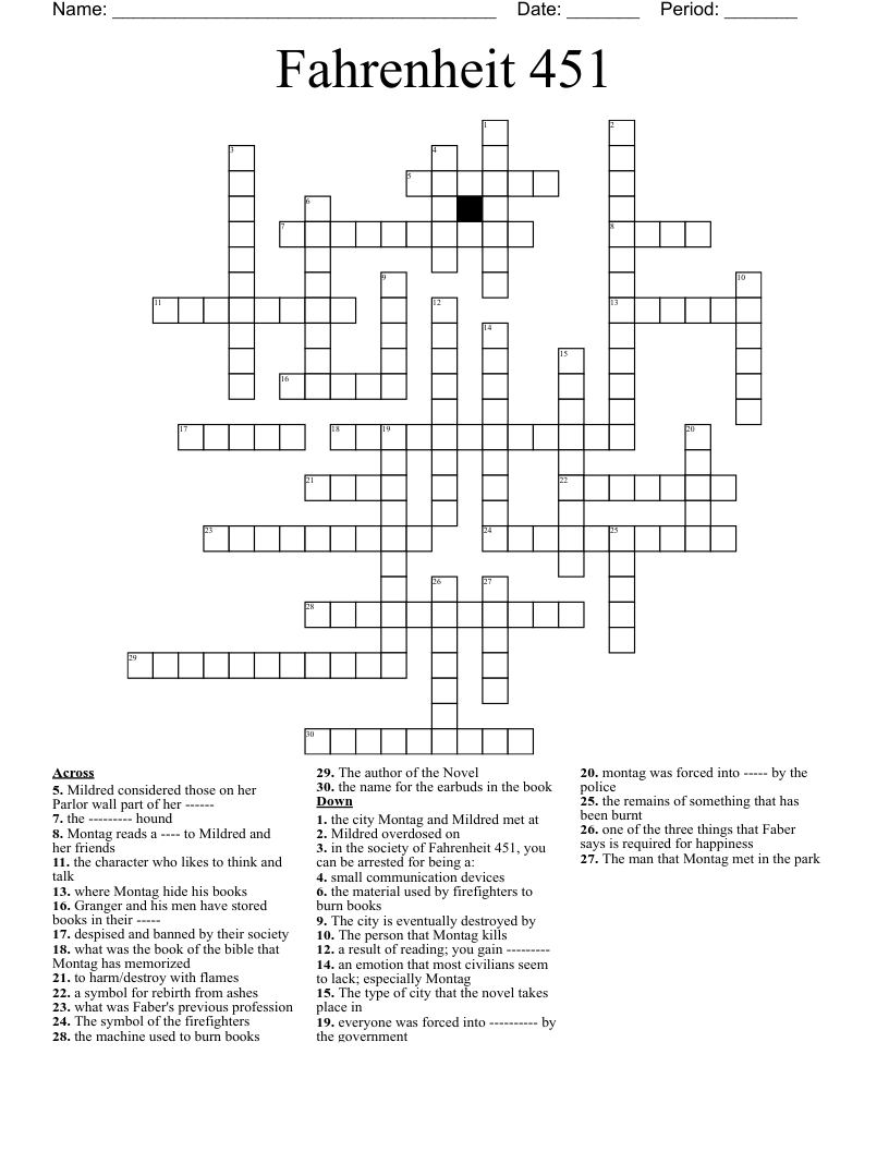 Fahrenheit 451 Crossword