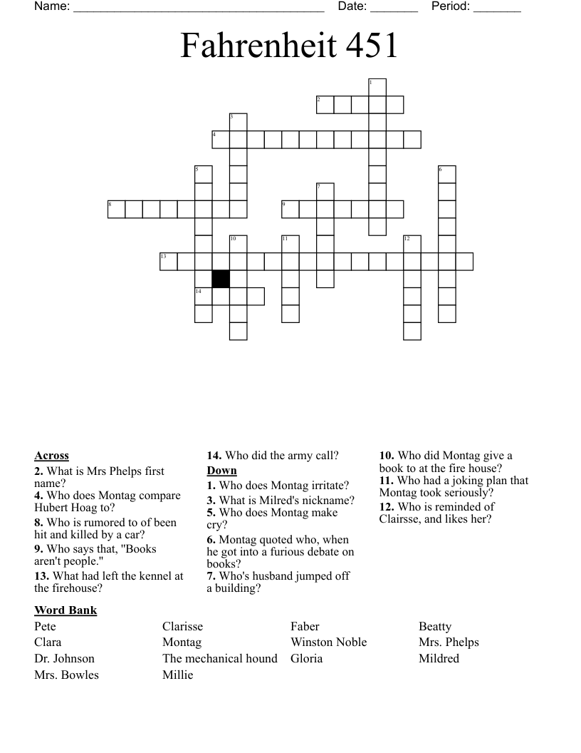 Fahrenheit 451 Crossword