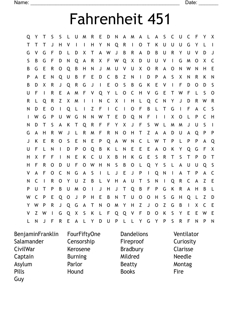 Fahrenheit 451 Word Search