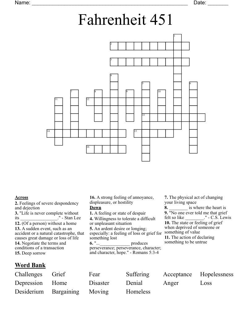 Fahrenheit 451 Crossword