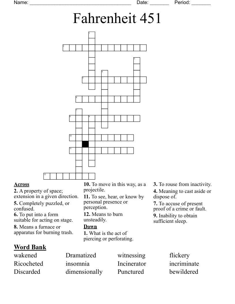 Fahrenheit 451 Crossword