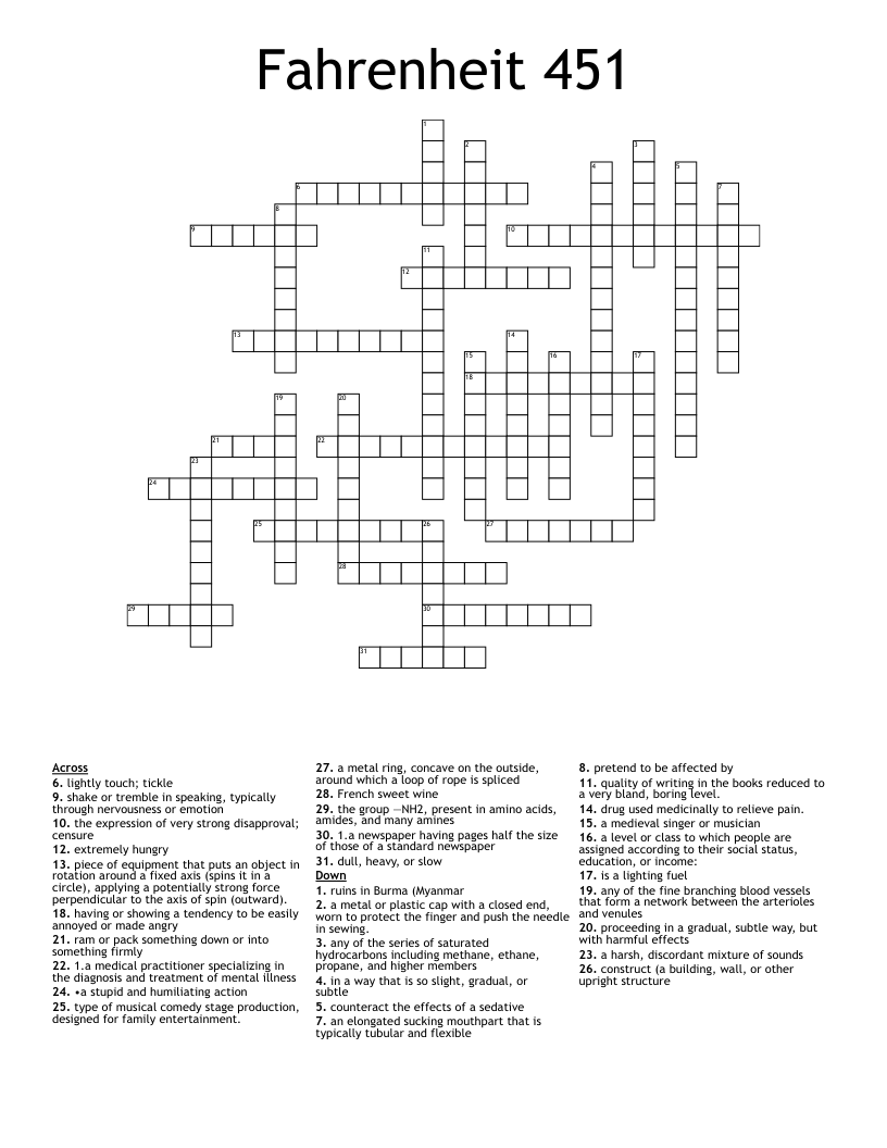 Fahrenheit 451 Crossword
