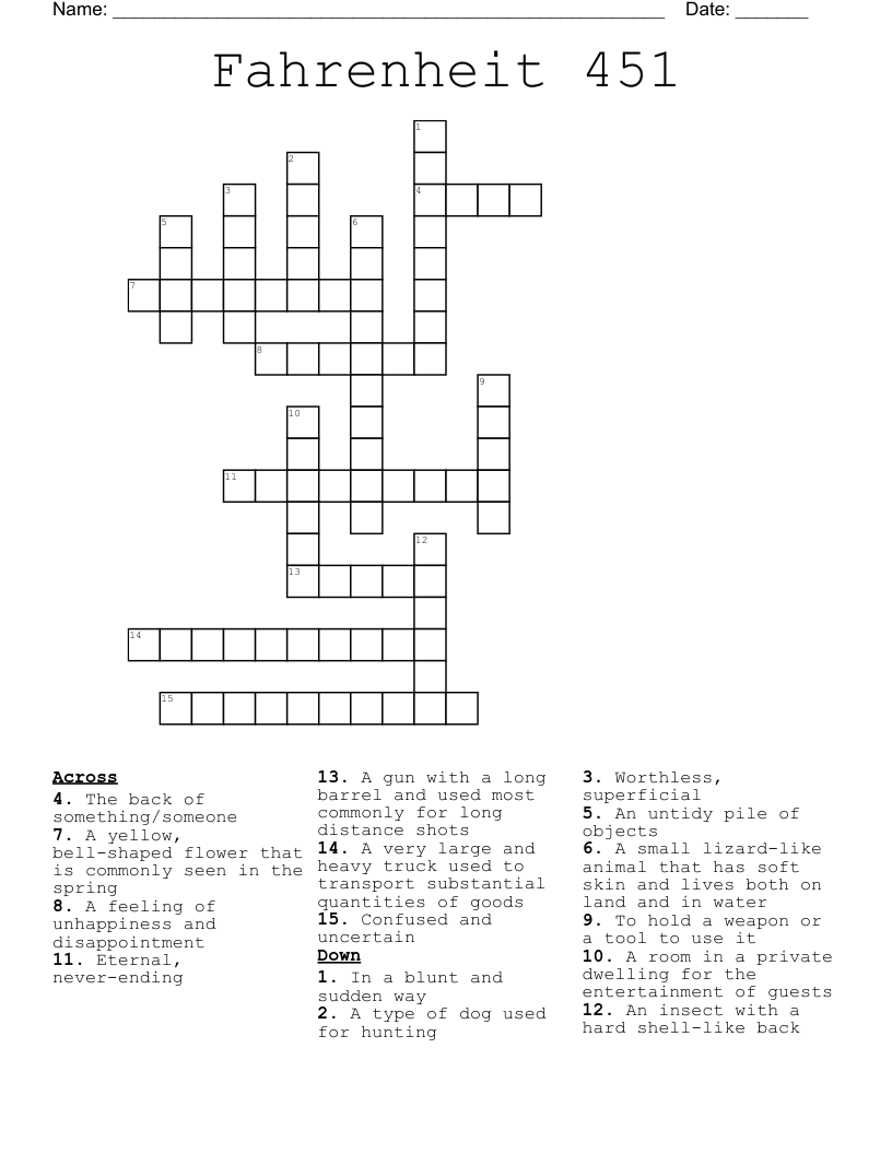 Fahrenheit 451 Crossword
