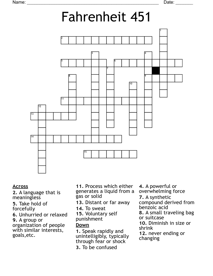 Fahrenheit 451 Crossword