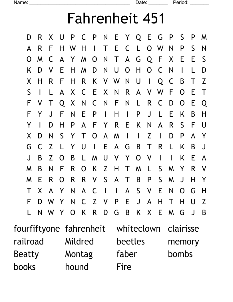 Fahrenheit 451 Word Search
