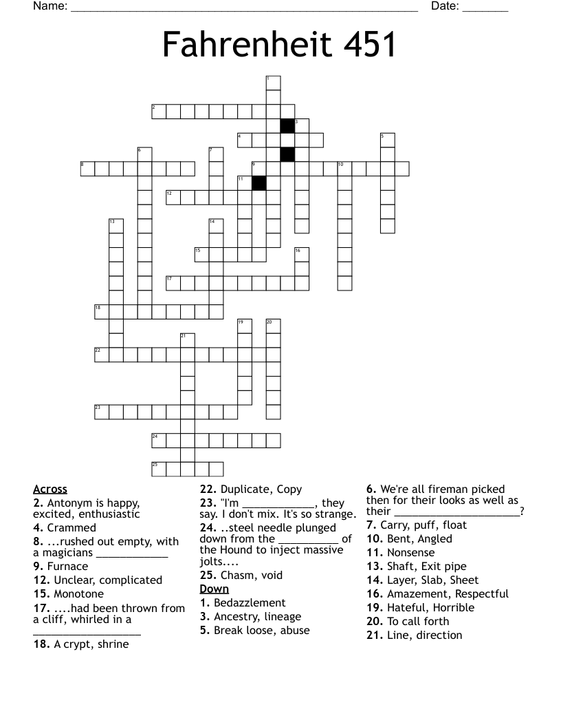 Fahrenheit 451 Crossword