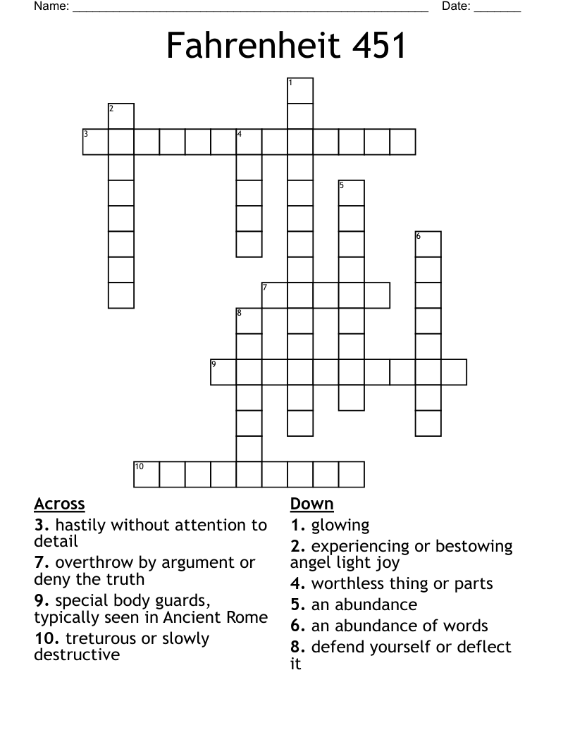 Fahrenheit 451 Crossword
