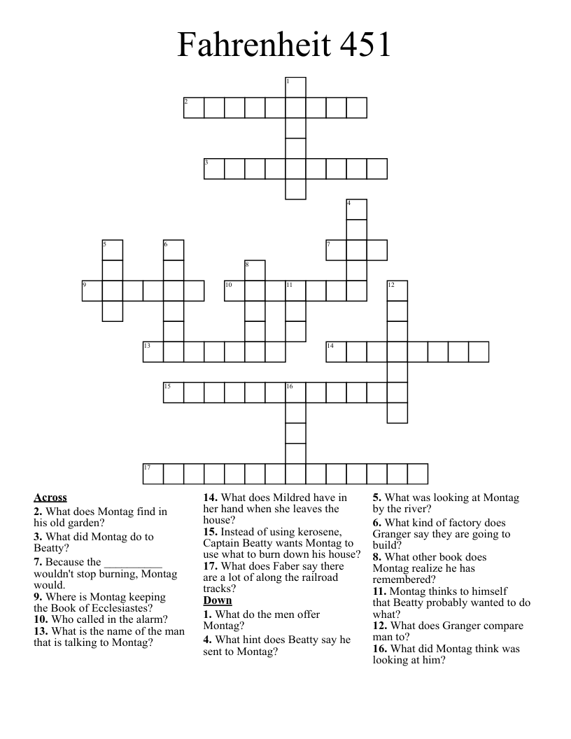 Fahrenheit 451 Crossword