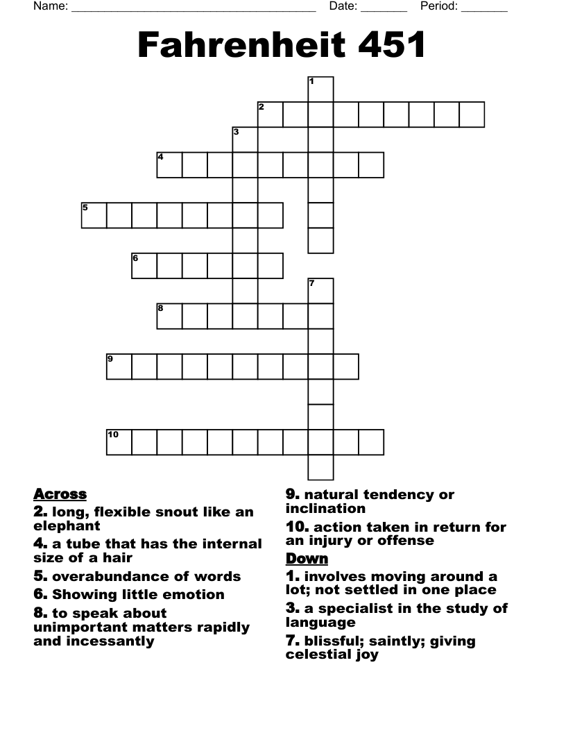 Fahrenheit 451 Crossword
