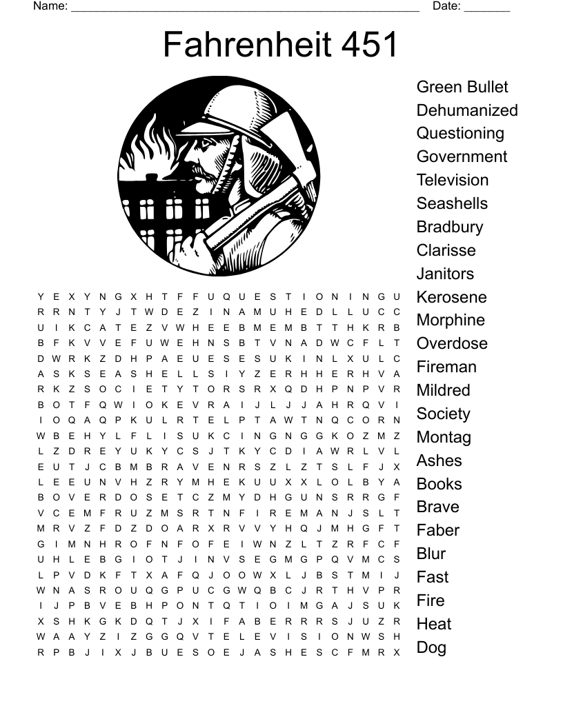 Fahrenheit 451 Word Search