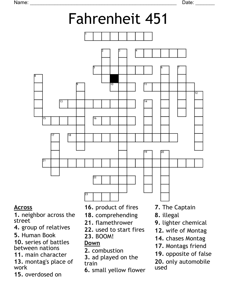 Fahrenheit 451 Crossword