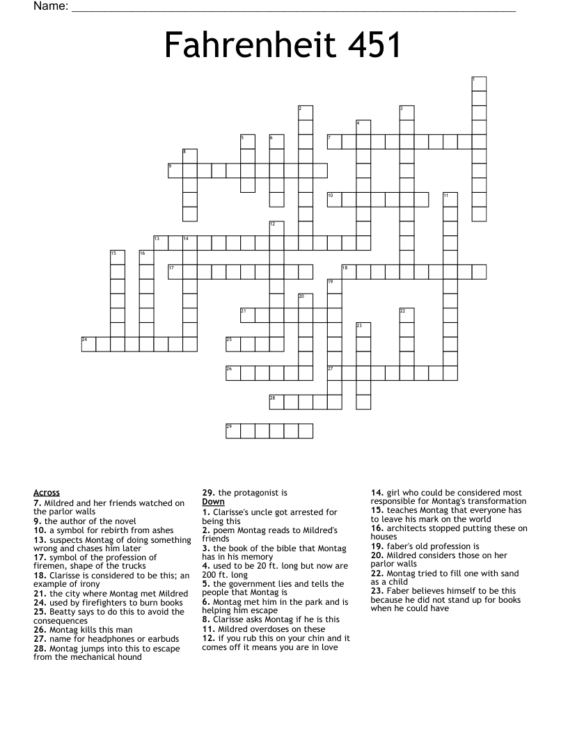 Fahrenheit 451 Crossword