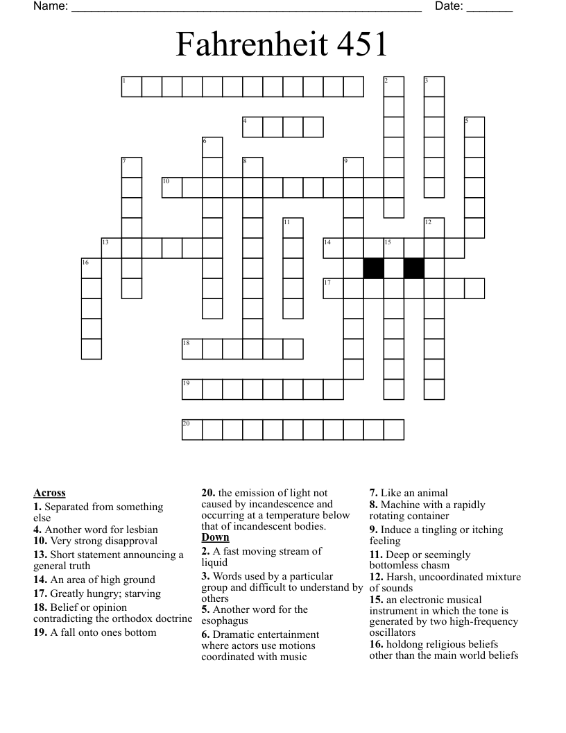 Fahrenheit 451 Crossword