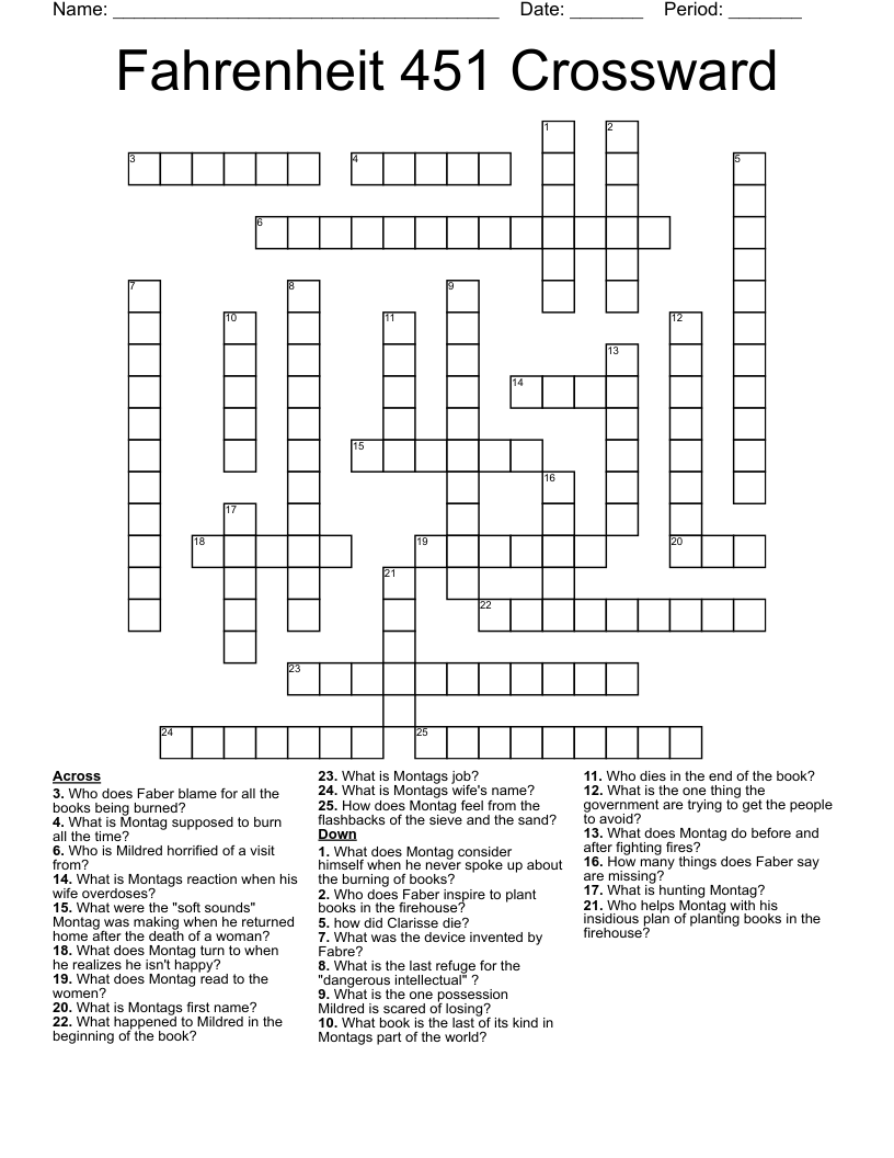 Fahrenheit 451 Crossward Crossword