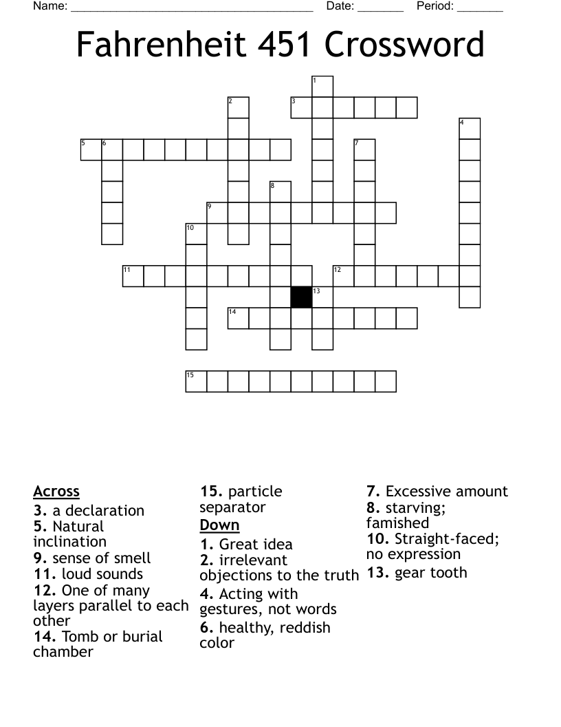 Fahrenheit 451 Crossword