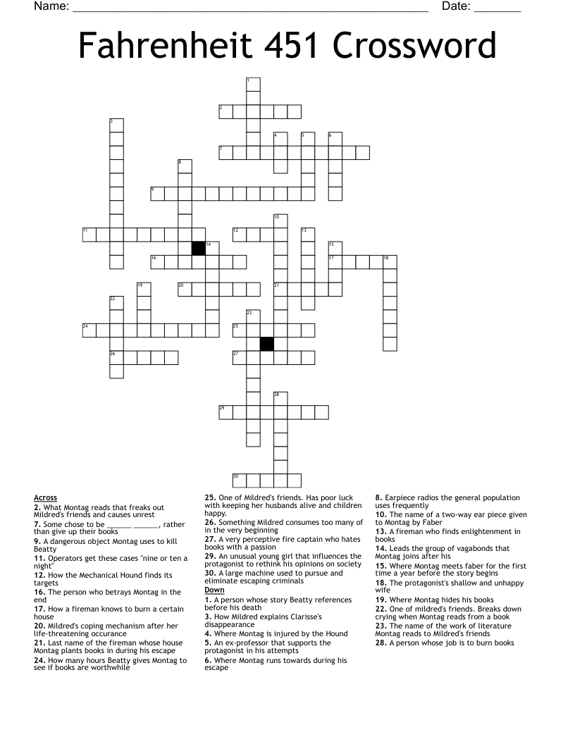 Fahrenheit 451 Crossword