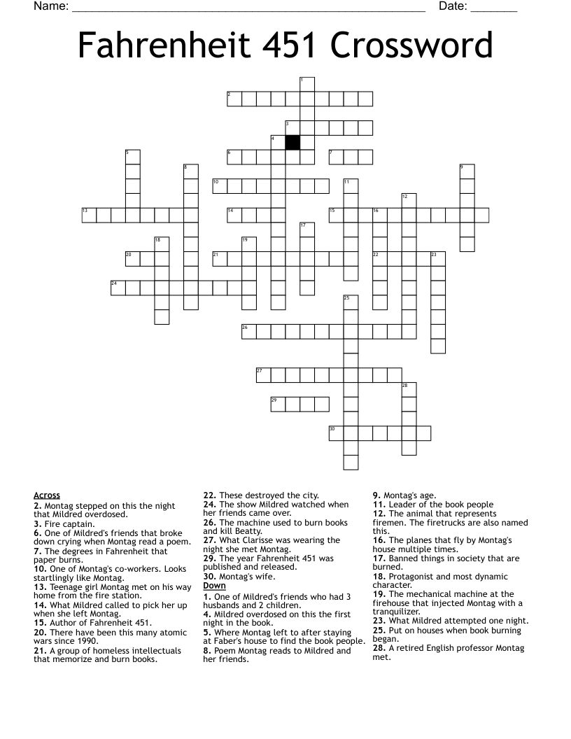 Fahrenheit 451 Crossword
