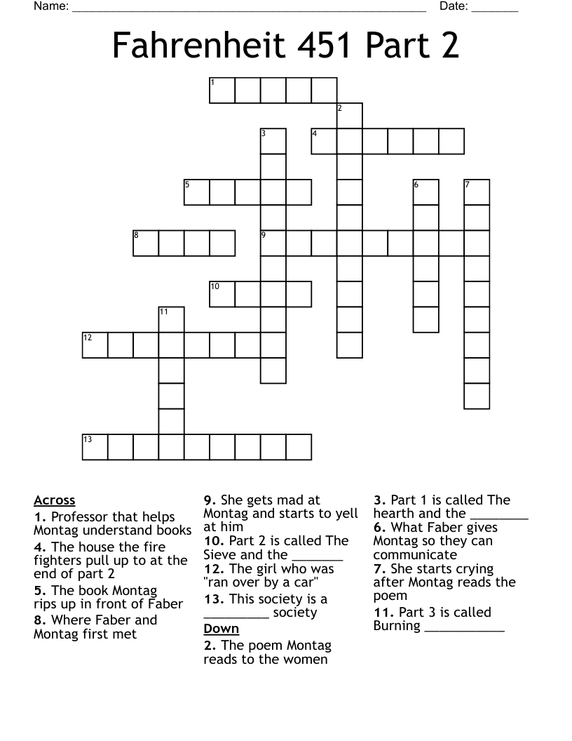 Fahrenheit 451 Part 2 Crossword
