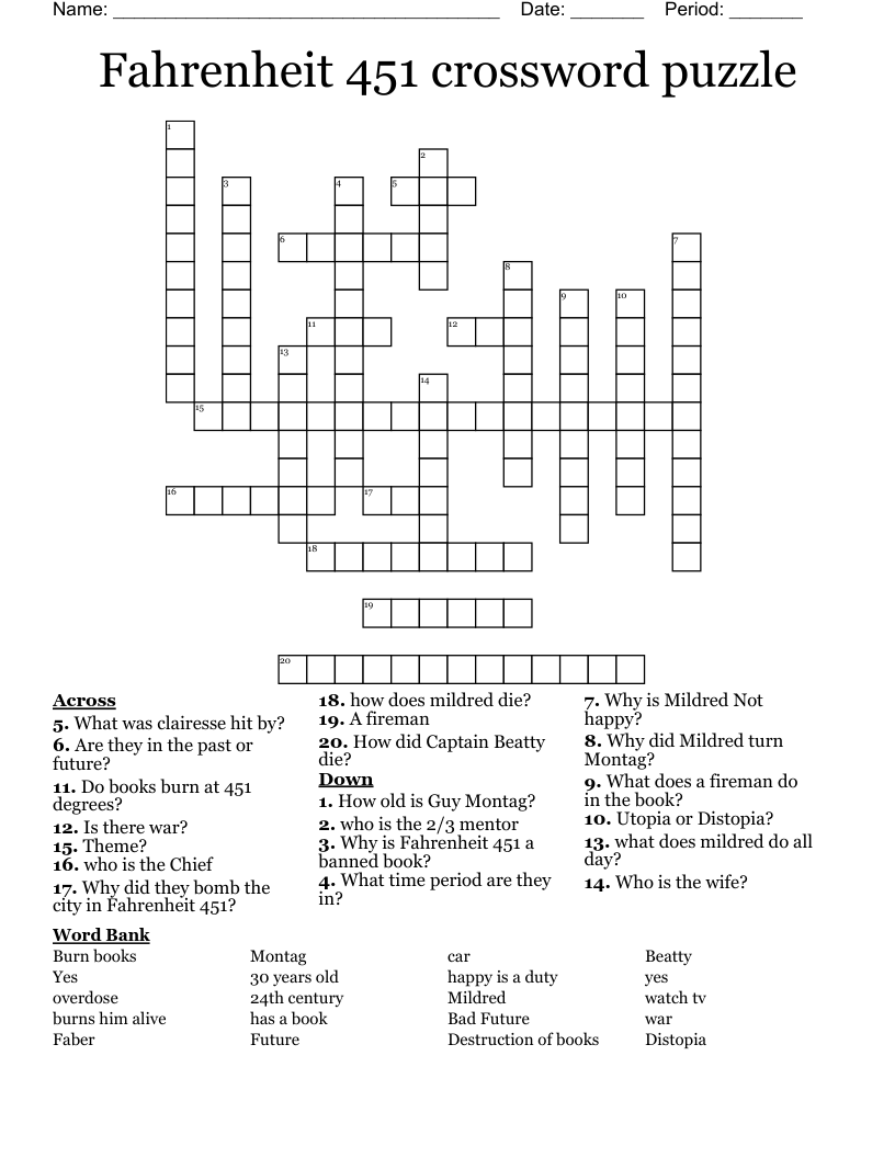 Fahrenheit 451 crossword puzzle 