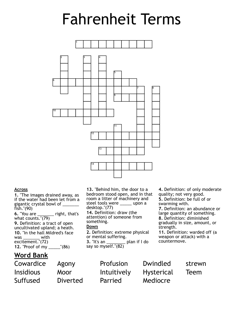 Fahrenheit Terms Crossword
