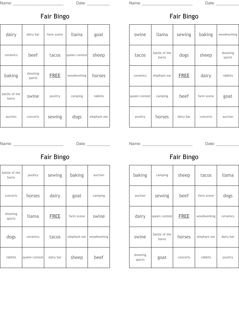 Fair Bingo
