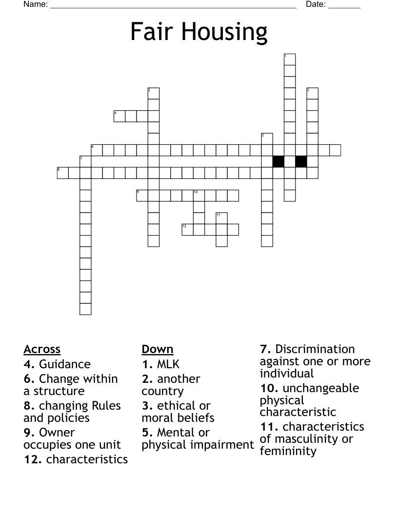 Fair Housing Crossword